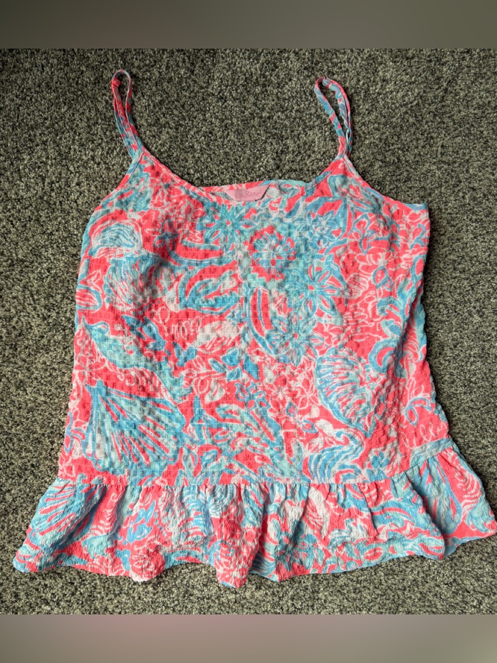 Lilly Pulitzer pink and blue floral tank top in a S #preppy #summer